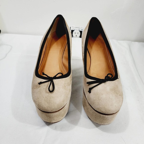 Anthropologie x Leifsdottir Jenni Platform Suede Ballet Flat Beige 3.75” Size 40 - Picture 2 of 16